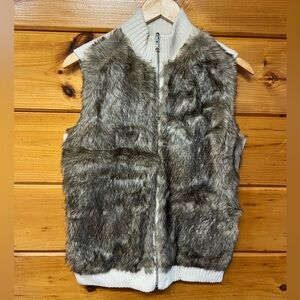 Polo Golf Ralph Lauren Faux Fur Reversible Wool Cashmere Blend M Vest